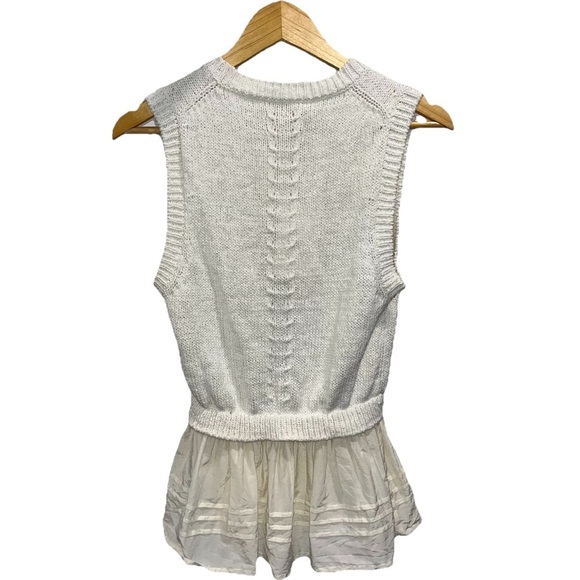 ULLA JOHNSON Edda top cream white medium knit sweater sleeveless blouse peplum - Picture 8 of 13